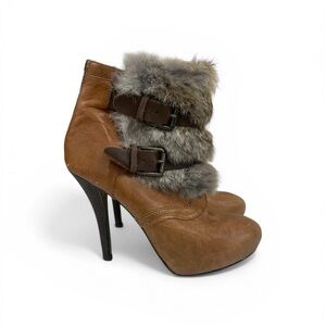 Dolce Vita Genuine Leather rabbit fur trimmed booties